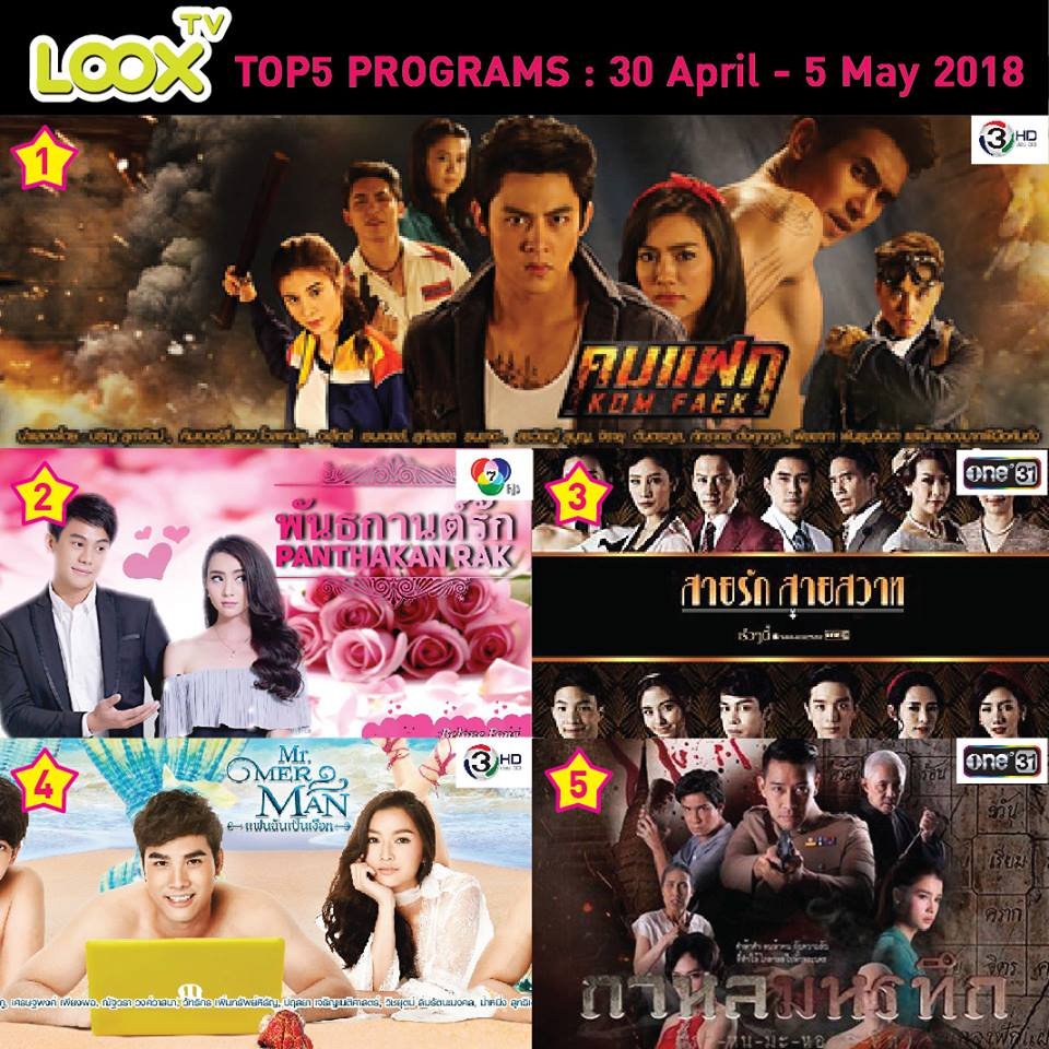  LOOX TV  TOP 5 Programs  ประจำวันที่ 30 เม.ย. - 5 พ.ค. 61