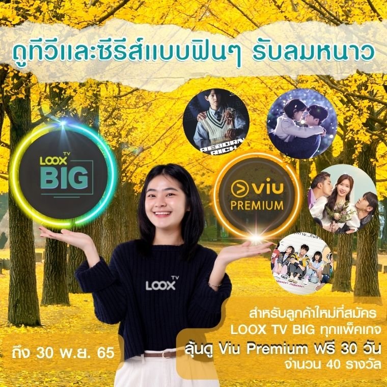 ดูทีวีและซีรีส์แบบฟินๆ รับลมหนาว  สำหรับลูกค้าใหม่ที่ซื้อ LOOX TV Big ลุ้นดูฟรี Viu Premium 30 วัน