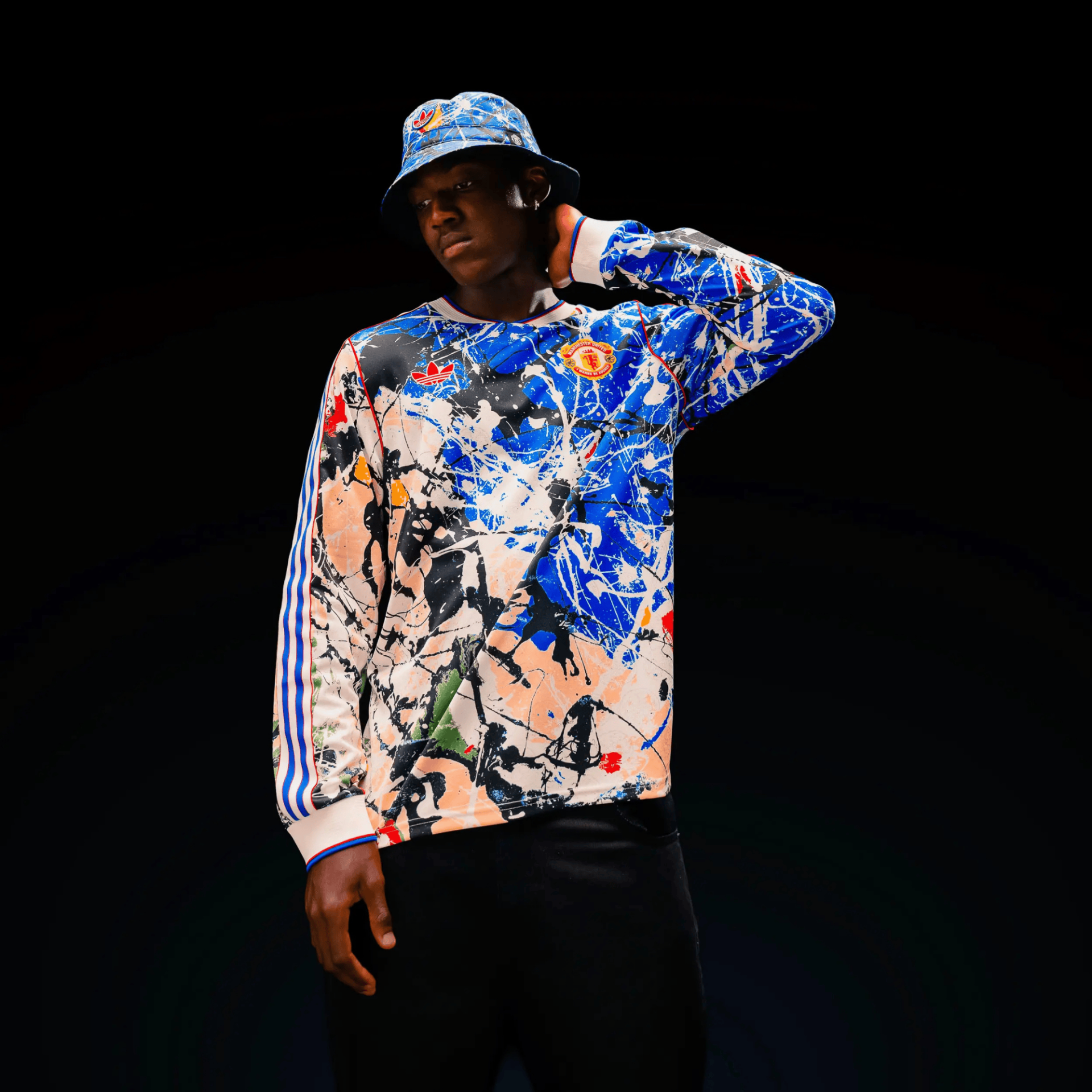 Manchester United x adidas Stone Roses Long Sleeve Jersey Blue