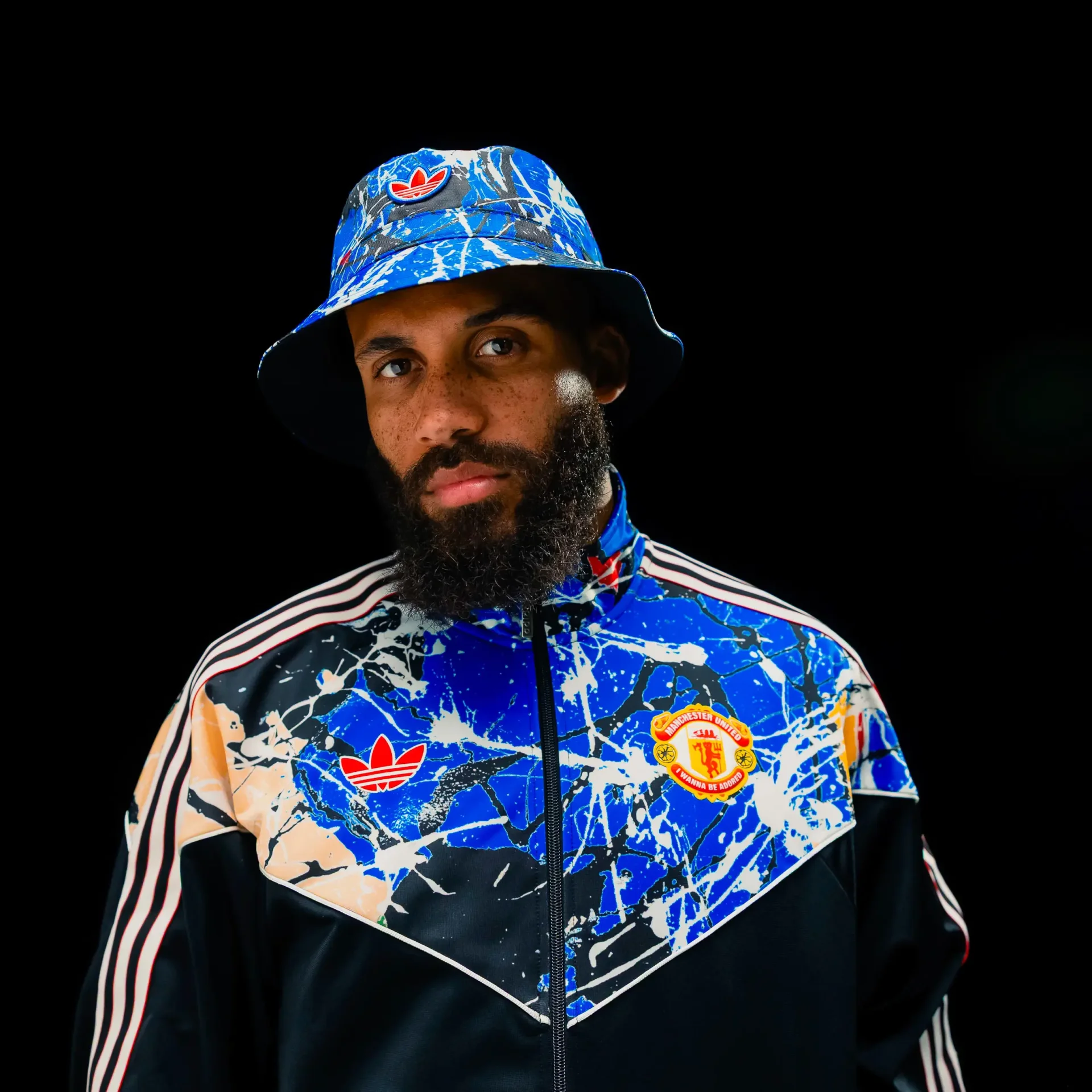 Manchester United x adidas Stone Roses Bucket Hat Blue