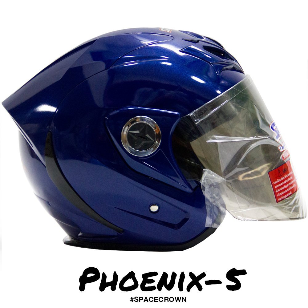หมวกกันน็อคสเปซคราวน์ เปิดหน้า Phoenix-5 สีน้ำเงิน
