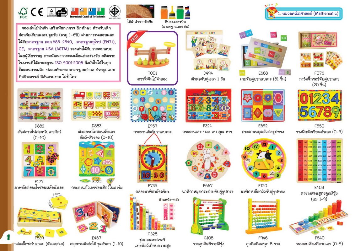 Sealplay สื่อพัฒนาการเด็ก ของเล่นไม้ สื่อสร้างสรรค์ สื่อการเรียนการสอน-หมวดคณิตศาสตร์