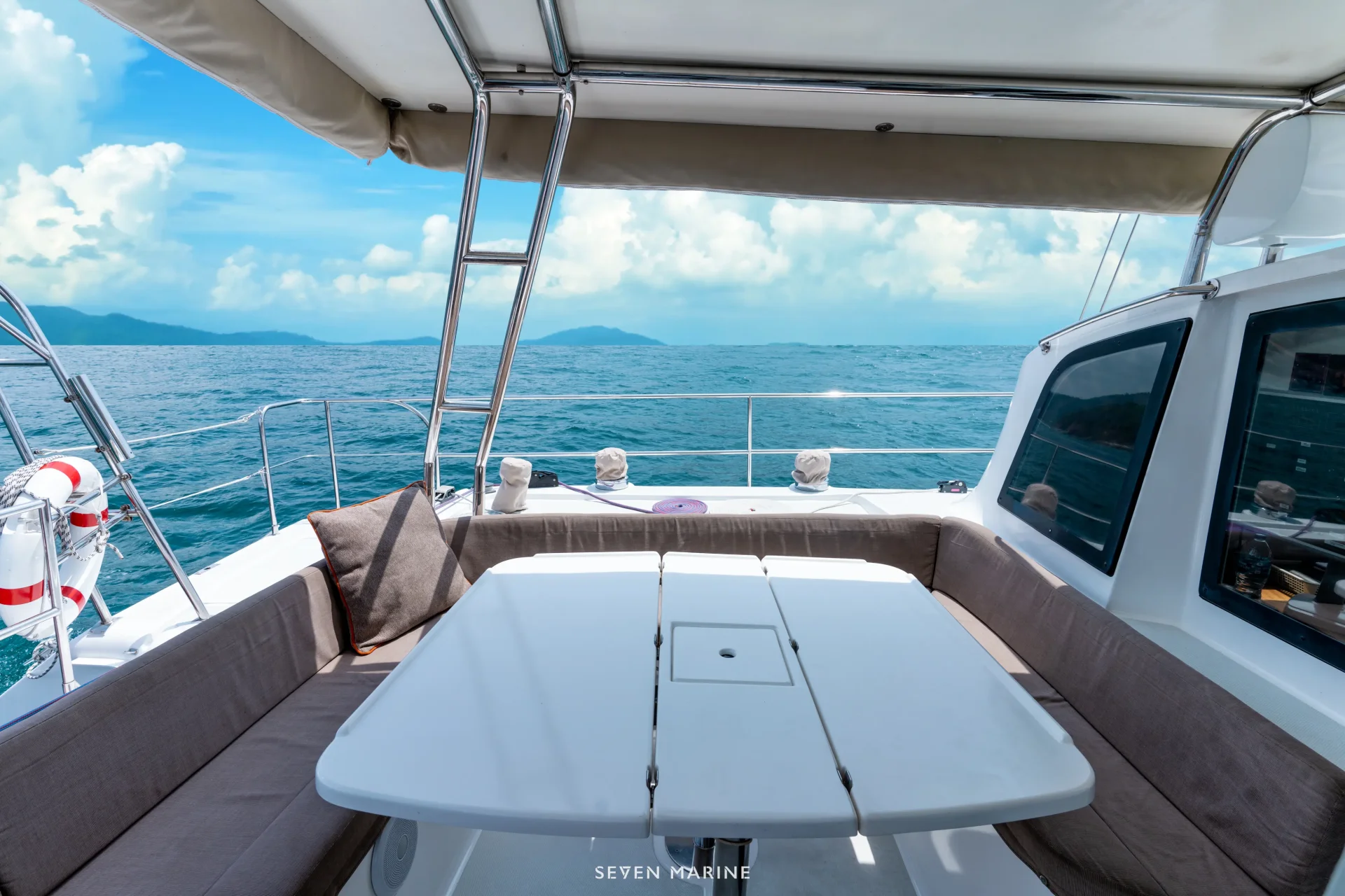 TAHAA catamaran indoor saloon