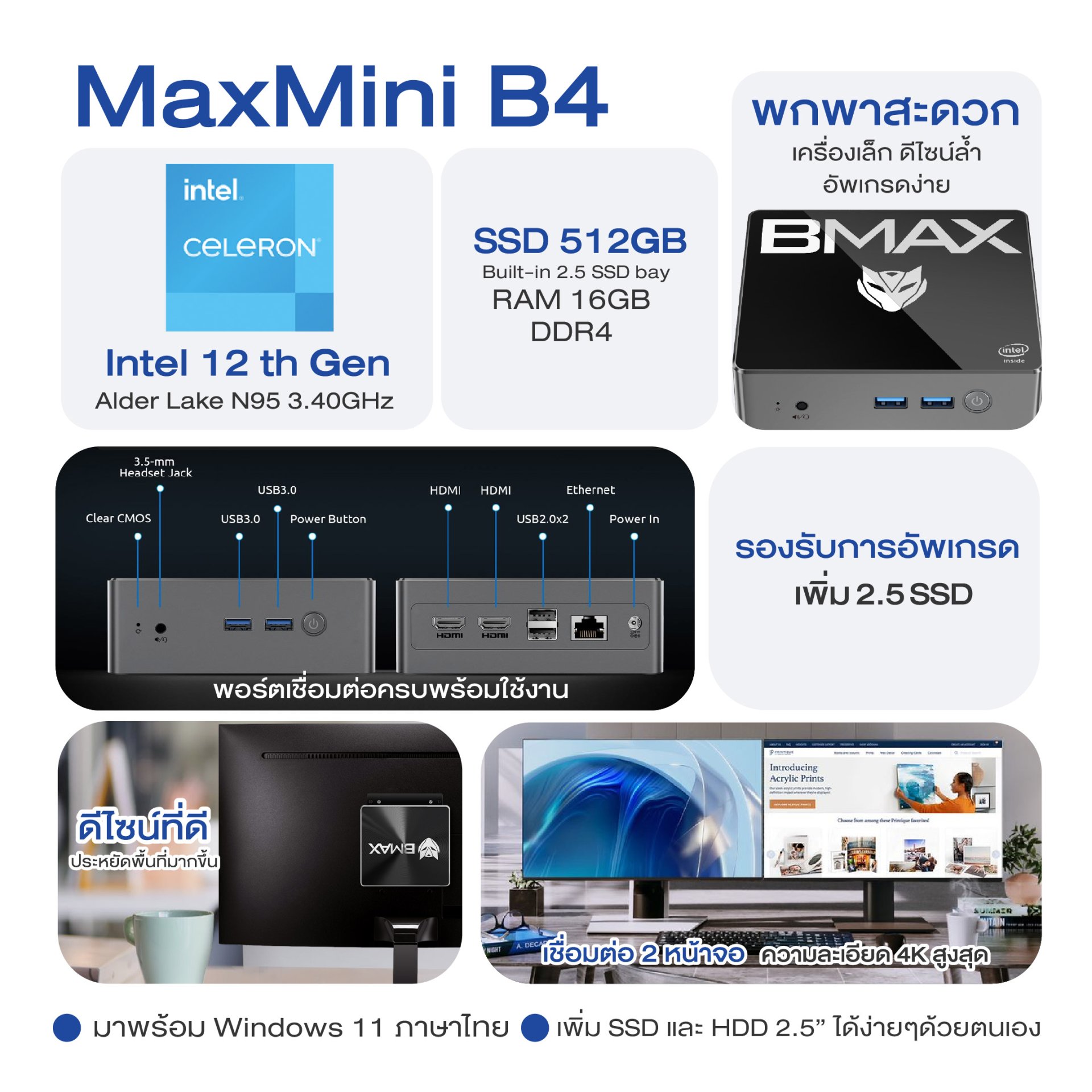 BMAX ミニPC 16GB SSD512GB Amazon.co.jp: Bmax ミニpc【12GB+512GB NVMe SSD(SATAより3倍早い) 4K