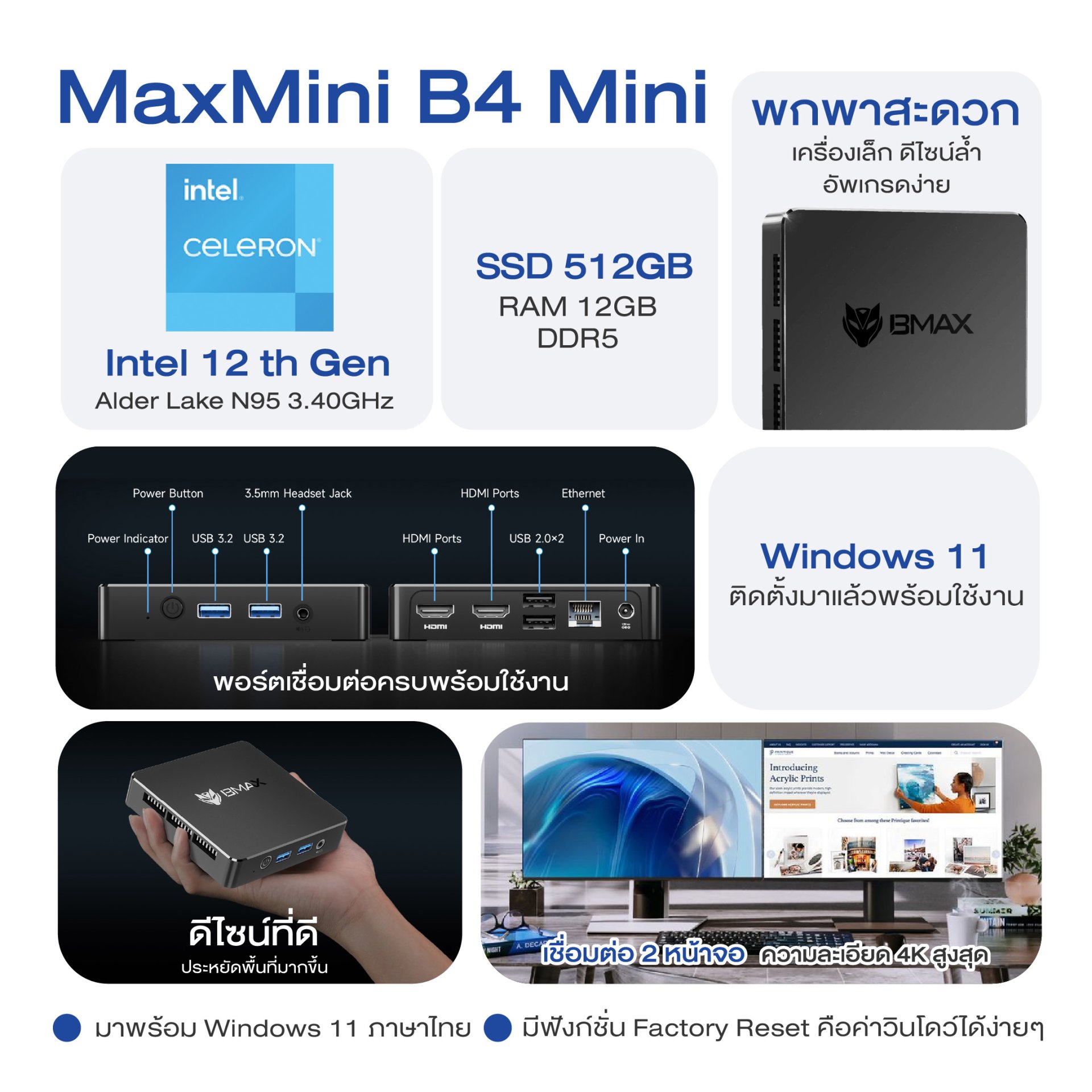 BMAX B4 Mini Intel 12th Gen N95 12GB+SSD 512GB