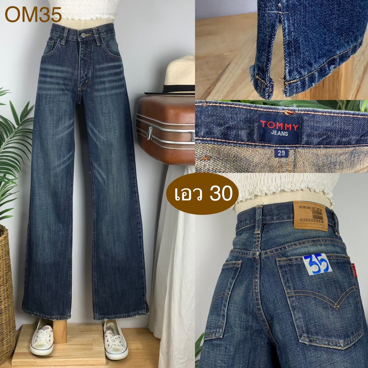 ♥️ รหัสOM35 ▪️ป้าย TOMMY Jeans  ▪️ เอว 30" สะโพก 37" ต้นขา 22" ▪️เป้า 10" ยาว 44" (นิ้ว)