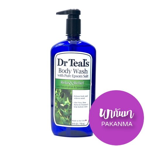 Dr Teal's Pure Epsom Salt Relax & Relief Eucalyptus & Spearmint Body Wash - 24 fl oz 710 mL ดร.ทีลส์ อเมริกา