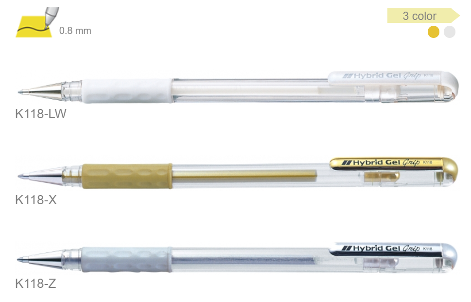 ปากกาเพนเทล K-118 Hybrid Gel Grip