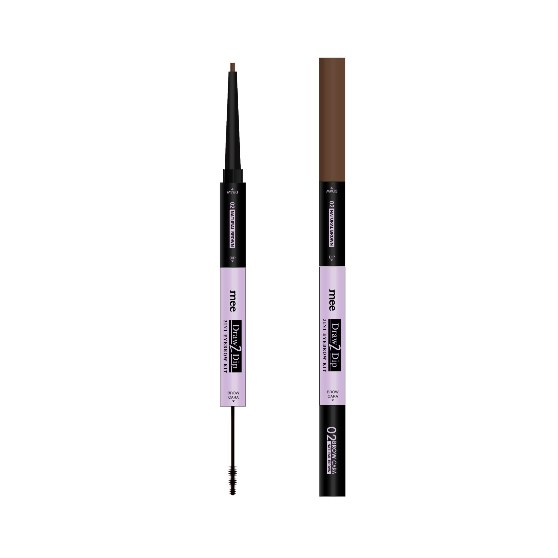 Mee Draw 2 Dip 3IN1 EyeBrow Kits 02 (Natural Brown)