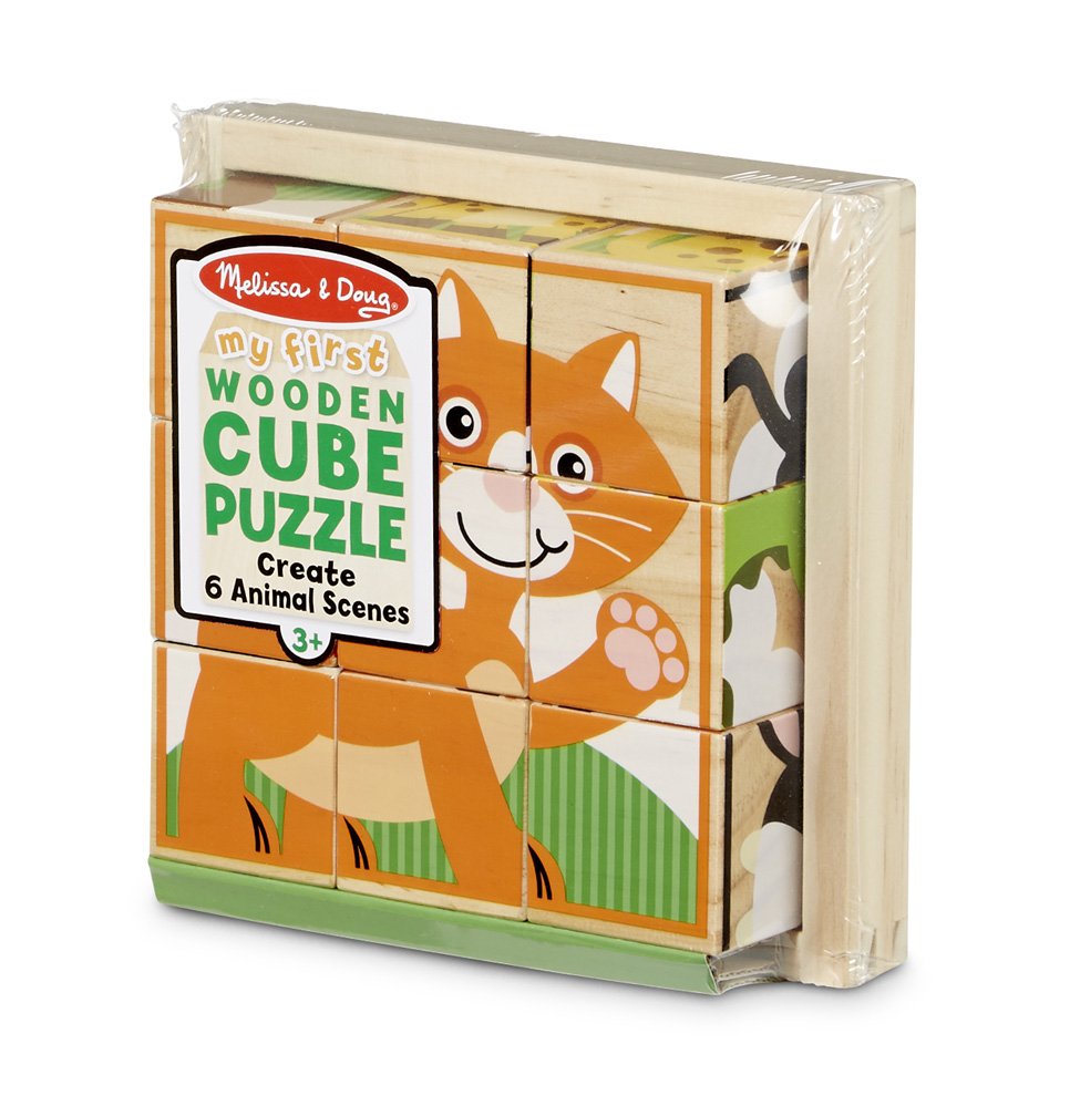 ชุดพัซเซิลลูกบาศก์ รุ่นสัตว์ 9 ชิ้น My First Cube Puzzle Animals รุ่น 3769 ยี่ห้อ Melissa & Doug (นำเข้า USA)