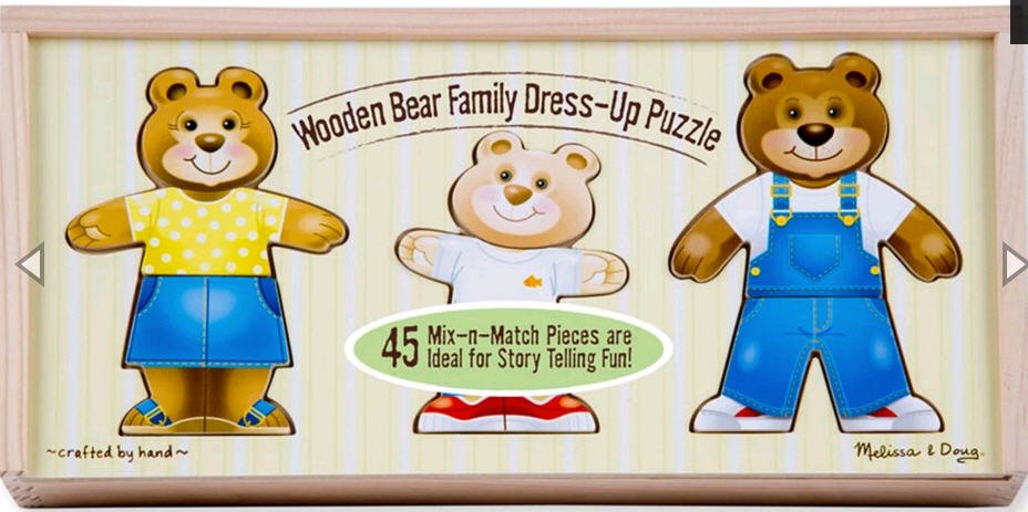 พัซเซิลแต่งตัวครอบครัวหมี 3 ตัว Bear Family Dress-Up Puzzle รุ่น 3770 ยี่ห้อ Melissa & Doug (นำเข้า USA)