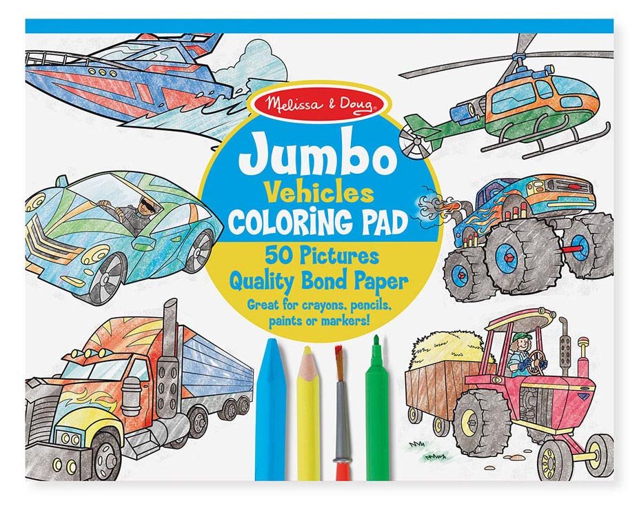 ชุดแผ่นระบายสีแบบจัมโบ้ รุ่นเด็กชาย Coloring Pad - Jumbo Vehicles  รุ่น 4205 ยี่ห้อ Melissa & Doug (นำเข้า USA)