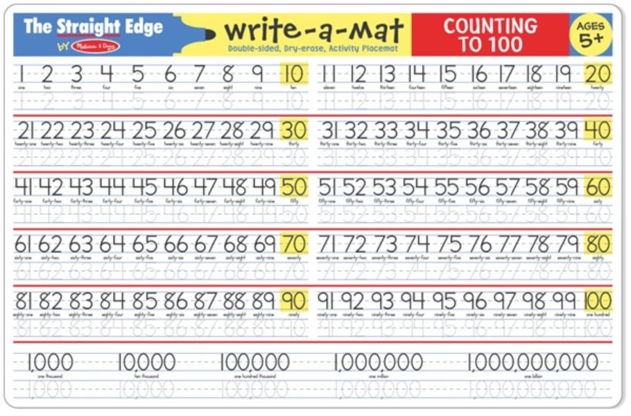 แผ่นรอง เขียนลบได้นับ 1-100 Learning Mat Counting to 100 รุ่น 5037 ยี่ห้อ Melissa & Doug (นำเข้า USA)