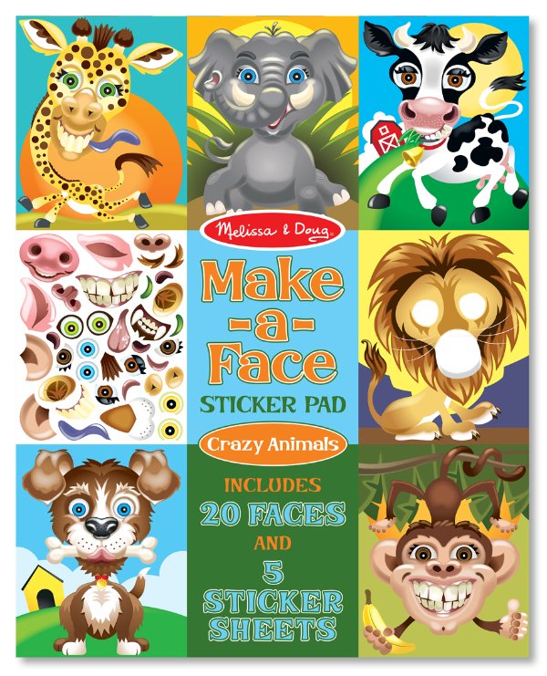 สติกเกอร์ ชุดแต่งหน้า Crazy Animal Face Background Sticker Pad รุ่น 8605 ยี่ห้อ Melissa & Doug (นำเข้า USA)