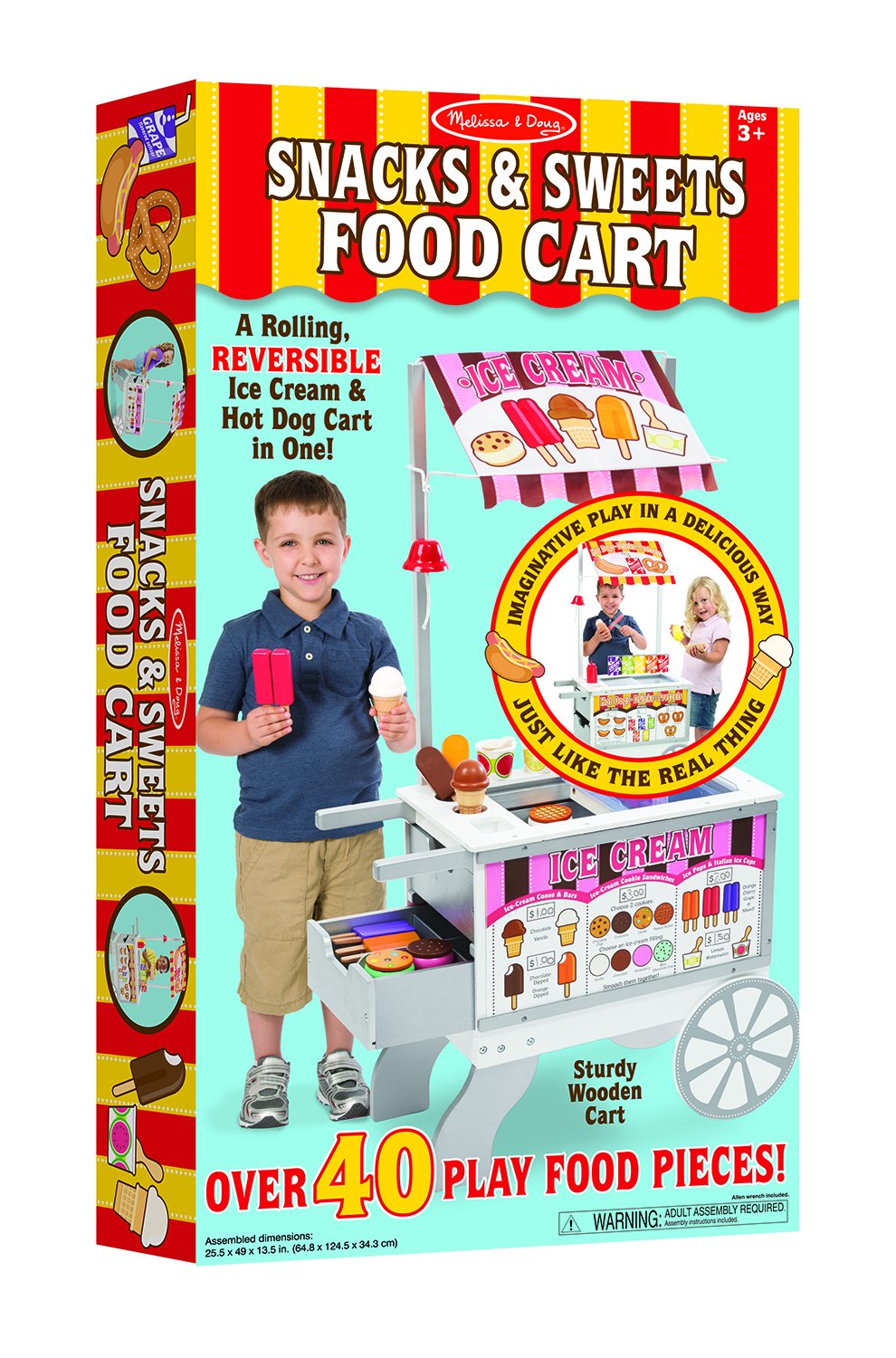 รถเข็นขายไอศกรีม และ รถเข็นขายฮอทดอก Snacks & Sweets Food Cart รุ่น 9350 ยี่ห้อ Melissa & Doug (นำเข้า USA)