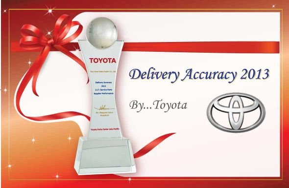    TOYOTA Delivery Accuracy 2013 J.I.T. Service Parts Supplier Performance       
