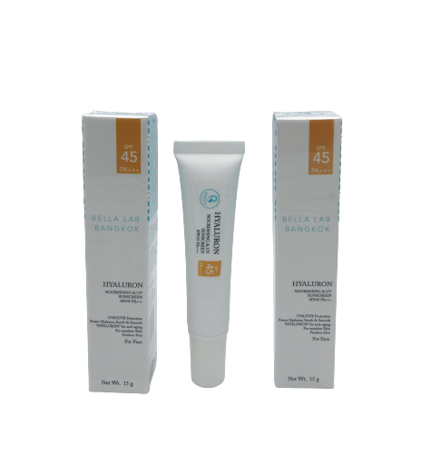Bella Hyaluron Nourishing & UV Sunscreen SPF45 PA+++ (ครีมกันแดดผสมไฮยาลูรอน แบบ Physical) ขนาด 15 กรัม
