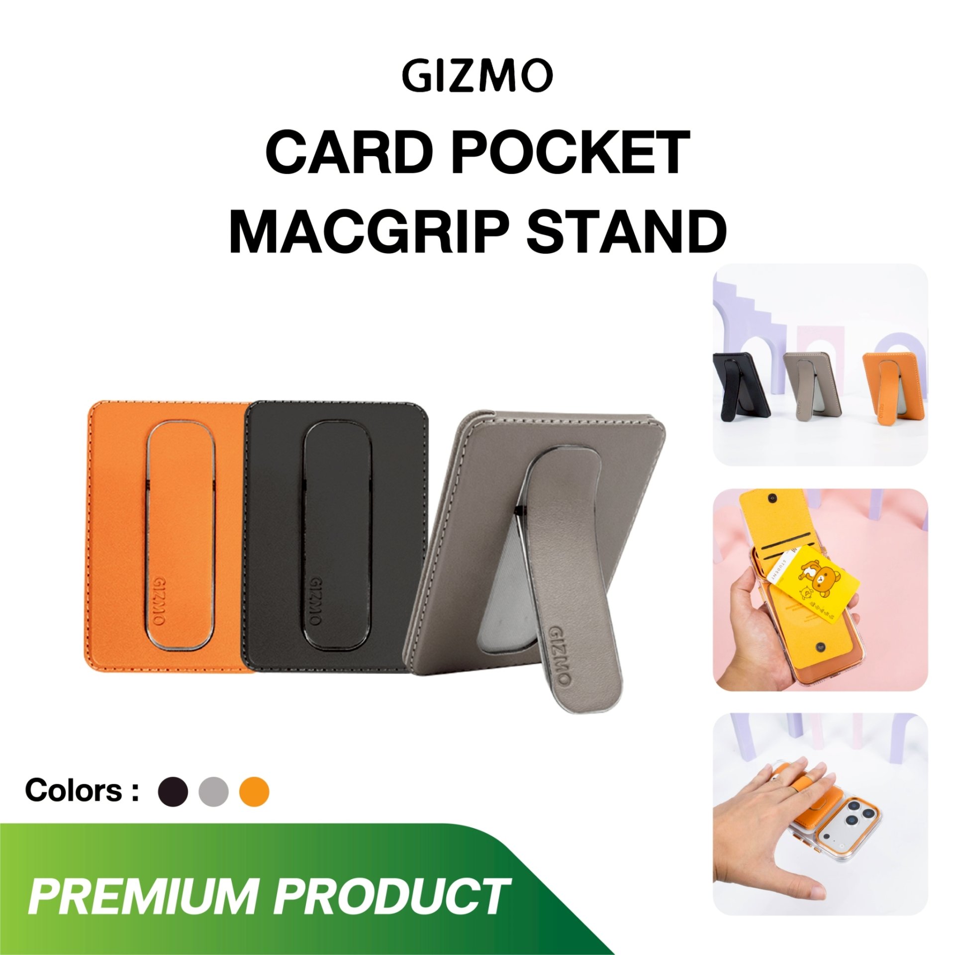 Gizmo Card Pocket MacGrip Stand กระเป๋าบัตร 3-in-1