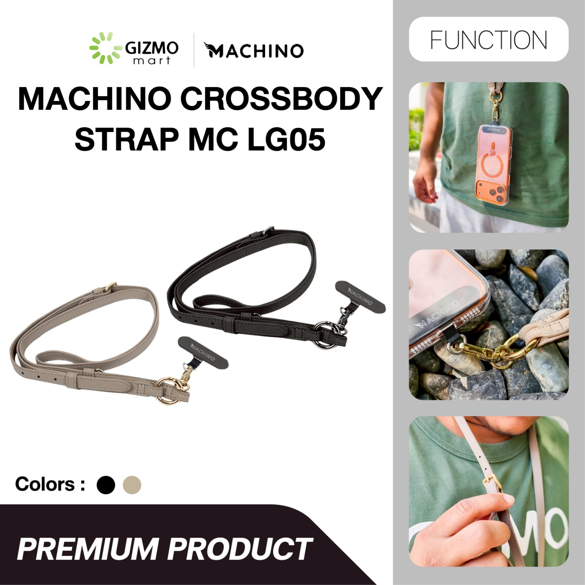 Machino MC-LG05 Beige สายสะพายโทรศัพท์ ดีไซน์หรู