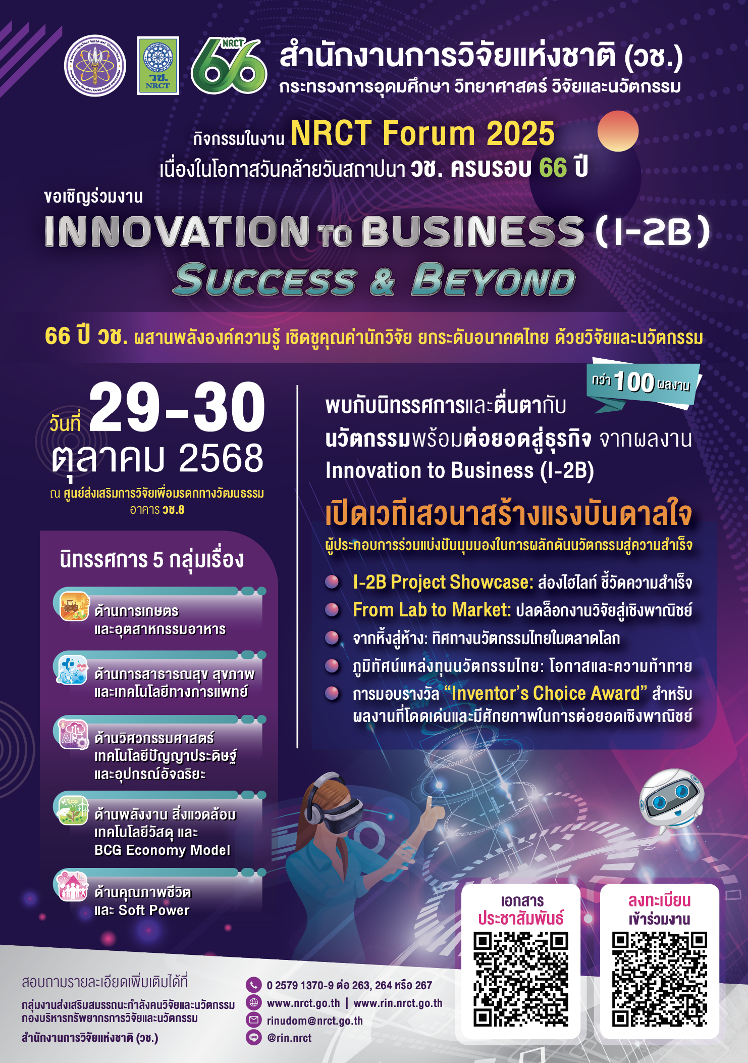 ประชาสัมพันธ์เชิญชวน เข้าร่วมงาน Invention to Business (I-2B) Success & Beyond: ขับเคลื่อนอนาคตด้วยนวัตกรรมต่อยอดความสำเร็จนวัตกรไทย 