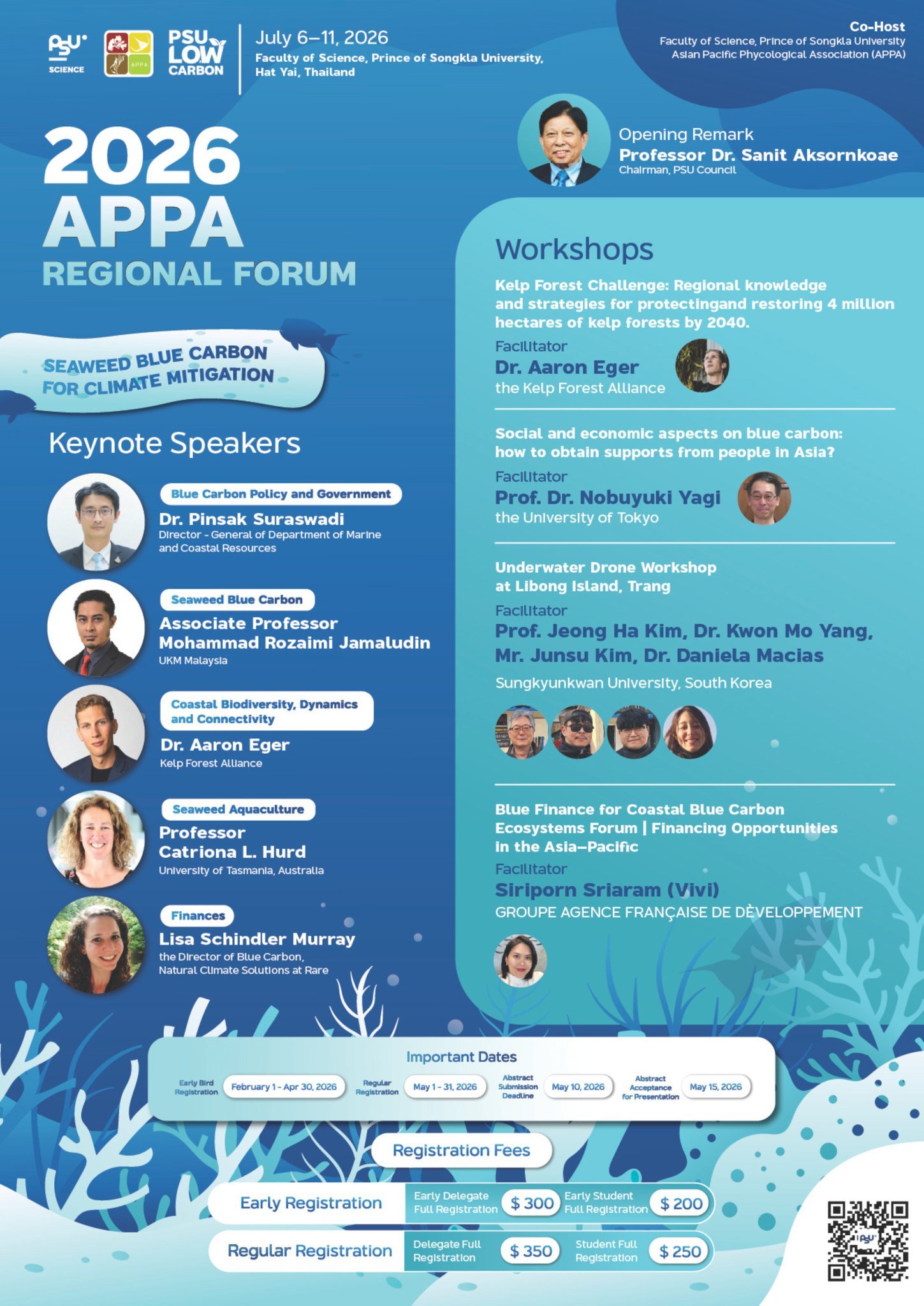 ประชาสัมพันธ์ การเข้าร่วมประชุม ส่งผลงานเข้าร่วมนำเสนอ การประชุมวิชาการระดับนานาชาติ The Asia Pacific Phycological Association (APPA) 2026 APPA Regional  Forum: Seaweed Blue Carbon for Climate Mitigation