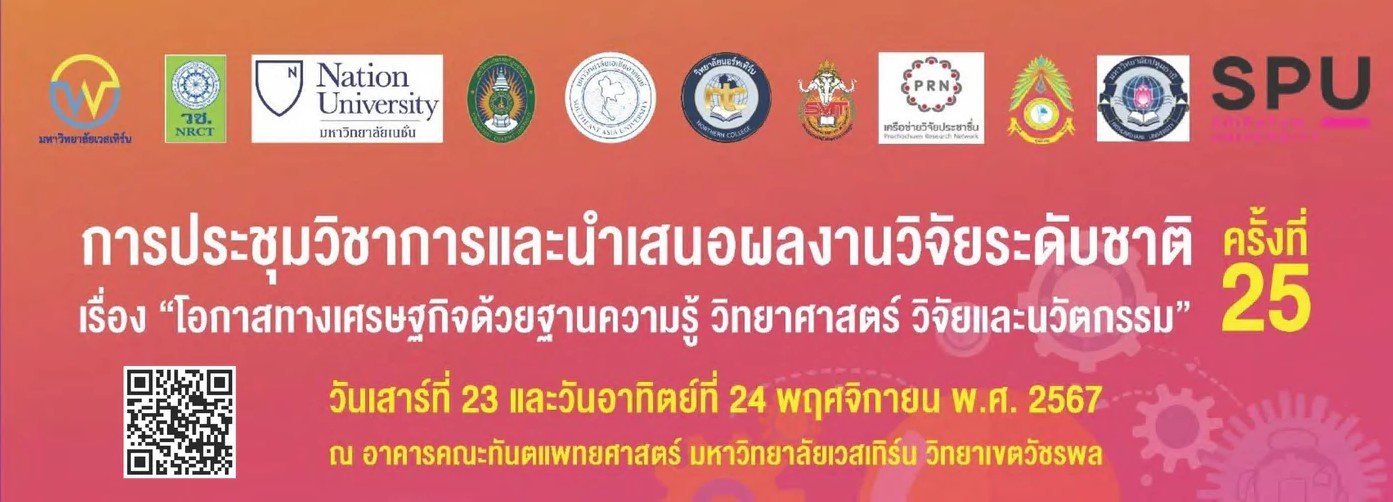 ประชาสัมพันธ์ การเข้าร่วมประชุมวิชาการและนำเสนอผลงานวิจัยระดับชาติ ครั้งที่ 25 เรื่อง โอกาสทางเศรษฐกิจด้วยฐานความรู้ วิทยาศาสตร์ วิจัยและนวัตกรรม
