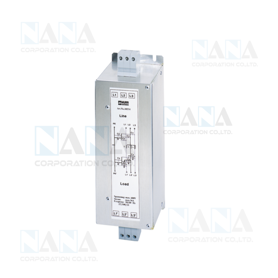 MEF EMC-FILTER 3-PHASE 1-STAGE I:36A U:3x600 VAC book-style