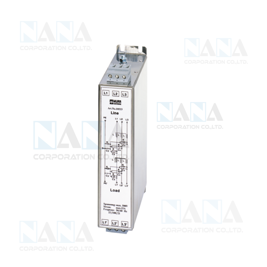 MEF EMC-FILTER 3-PHASE 2-STAGE U:3x500 VAC book-style