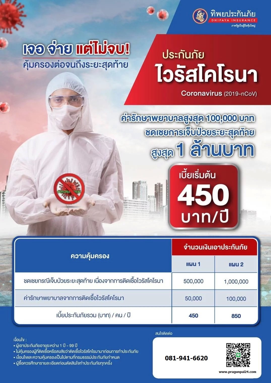 ทิพยประกันภัยไวรัสโคโรน่า