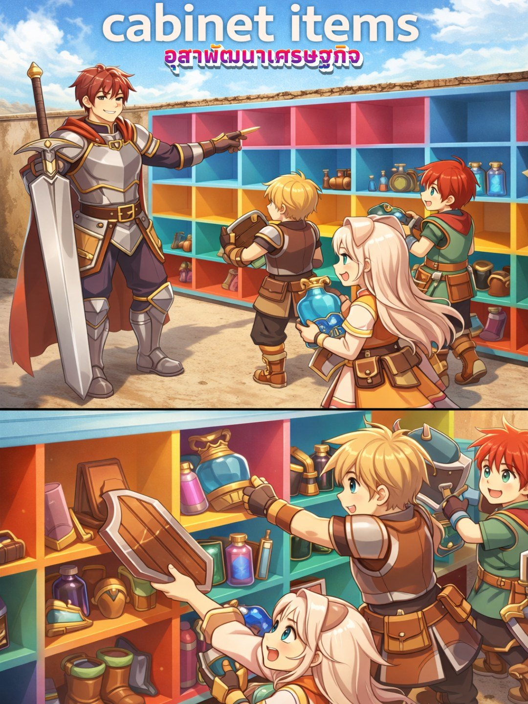 น้องนักเรียนตัวน้อยเก็บของในห้องเรียนเป็นระเบียบ