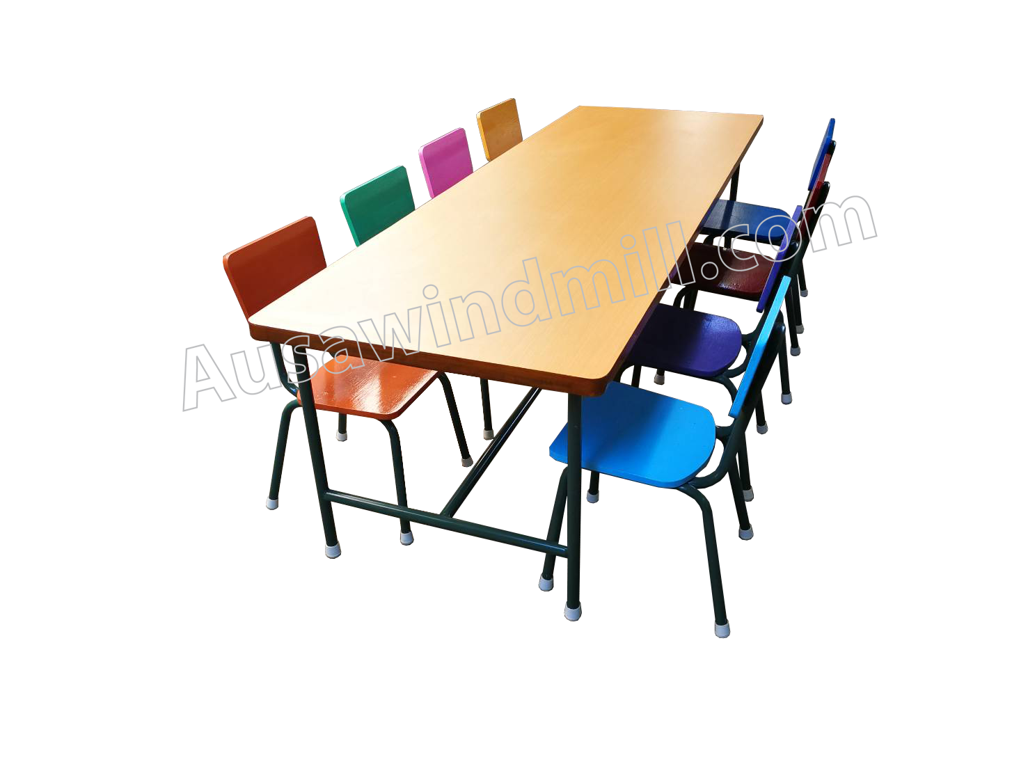 ชุดโต๊ะเก้าอี้นักเรียนอนุบาลหมู่รวมสี 8 ที่นั่ง