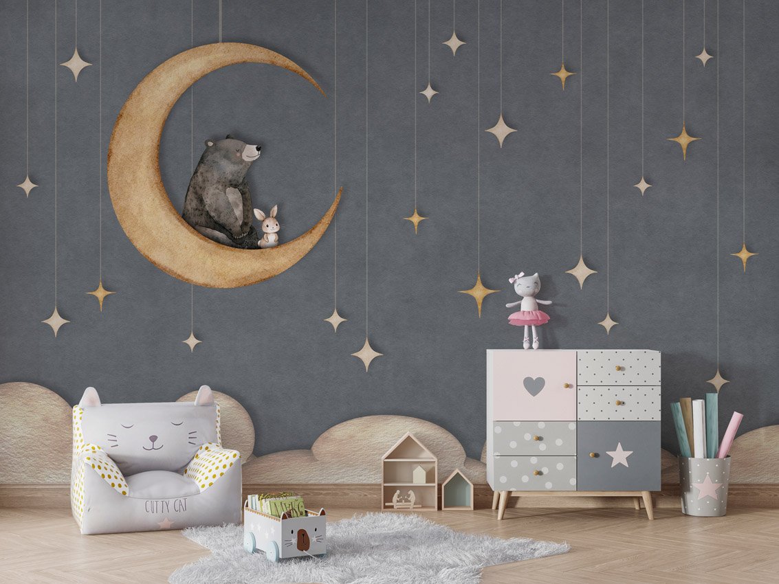 BEAR ON THE MOON BLUE 