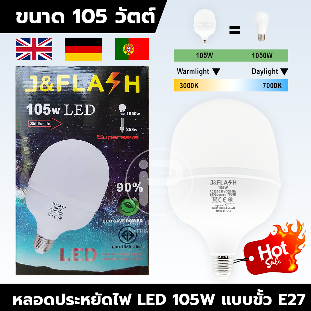 LED Bulb 105W (ยกลัง) ราคาถูก หลอดไฟดวงใหญ่ให้ความสว่างมาก