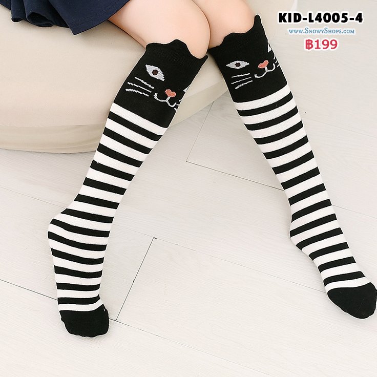 [พร้อมส่ง] [KID-L4005-4] ถุงเท้าเด็กลายการ์ตูนน่ารักลายแมวดำลายขวาง(สำหรับเด็ก3-10ขวบ)