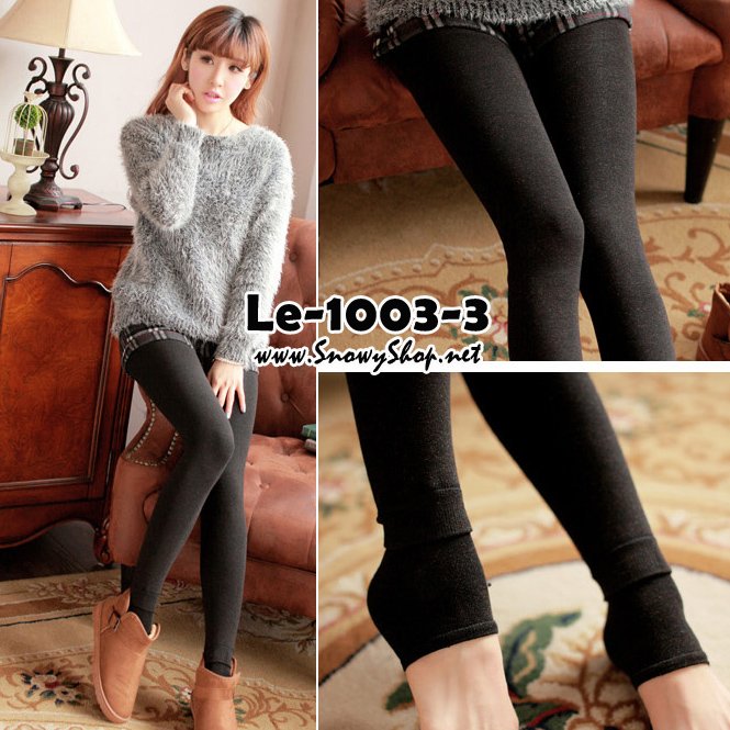 [[พร้อมส่ง]] [Le-1003-3] Leggings เลคกิ้งลองจอนสีดำประกายแดงกันหนาวเนื้อผ้าด้านนอกนุ่มซับขนด้านในปลายเท้ายาว หนา 