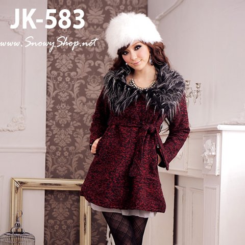  [[PreOrder]] [Coat] [JK-583] JK2++เสื้อกันหนาว++เสื้อกันหนาวสีแดง ขนเฟอร์ติดกับเสื้อคะ