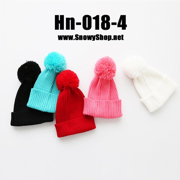  [พร้อมส่ง] [Hn-018-4] Hn หมวกไหมพรมสีชมพูถักไหมพรมหนามีจุก น่ารักมากๆค่ะ 