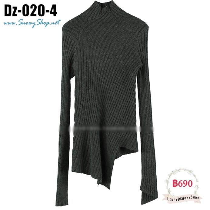  [พร้อมส่ง F] [Dz-020-4] เสื้อไหมพรมคอสูงสีเขียว ผ้าหนานุ่ม ผ้าวูลอย่างดี ปลายปขนยาว สไตล์เสื้อผ่าเฉียงค่ะ