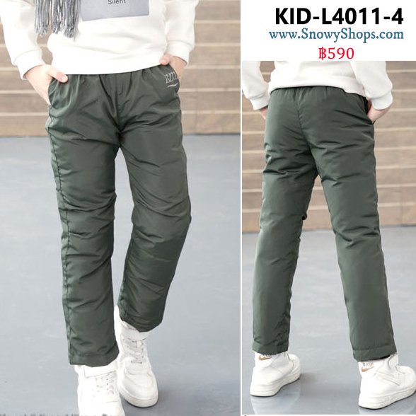 [พร้อมส่ง 100] [KID-L4011-4] กางเกงกันหนาวเด็กใส่เล่นหิมะสีเขียว ผ้ากันหนาวกันหนาวอย่างดี ใส่ได้ทั้งเด็กชายและเด็กหญิง