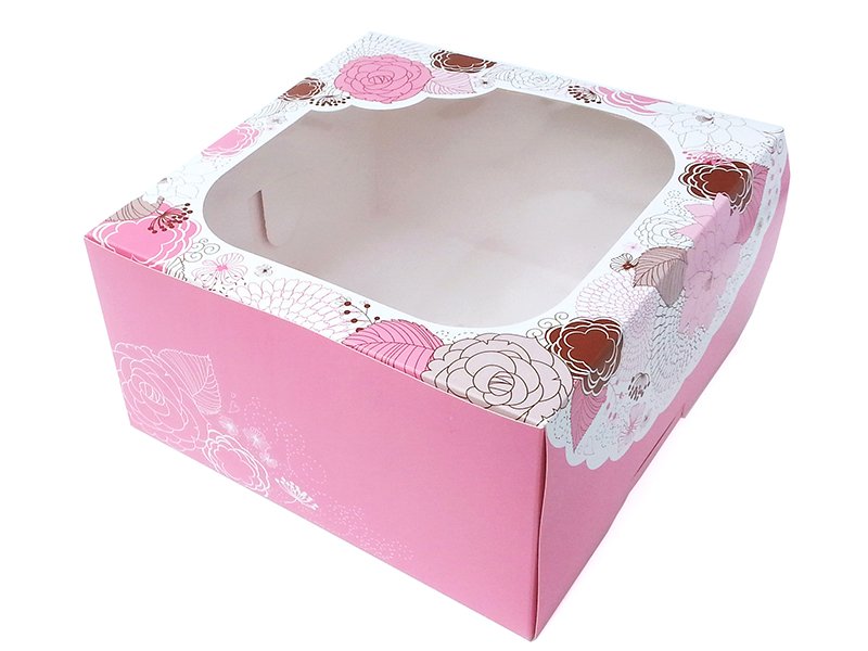 กล่องเค้กทรงสูง 3 ปอนด์ Sweet Floral สีชมพู
