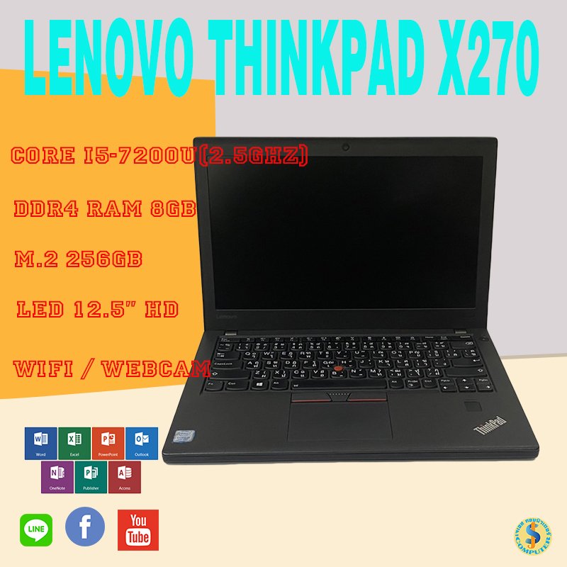 Lenovo ThinkPad X270 Core i5-7200U RAM 8GB SSD 256GB 12.5-inch HD