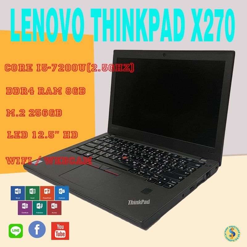 Lenovo ThinkPad X270 Core i5-7200U RAM 8GB SSD 256GB 12.5-inch HD Graphics  620 HD