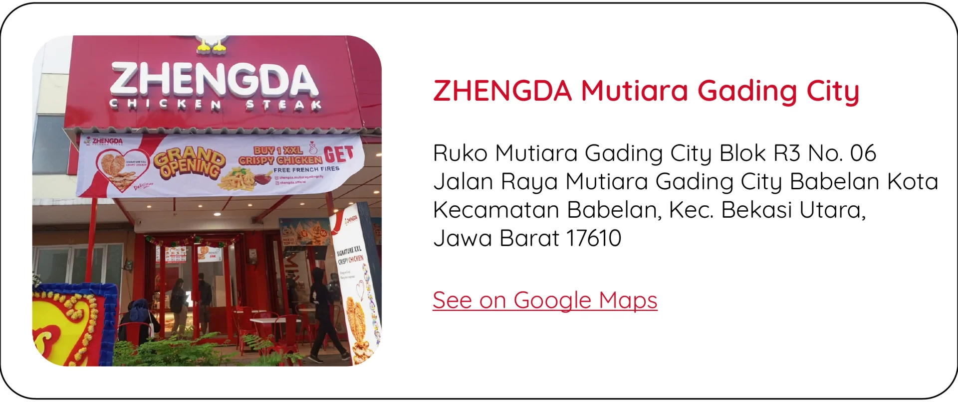 Alamat ZHENGDA Mutiara Gading City