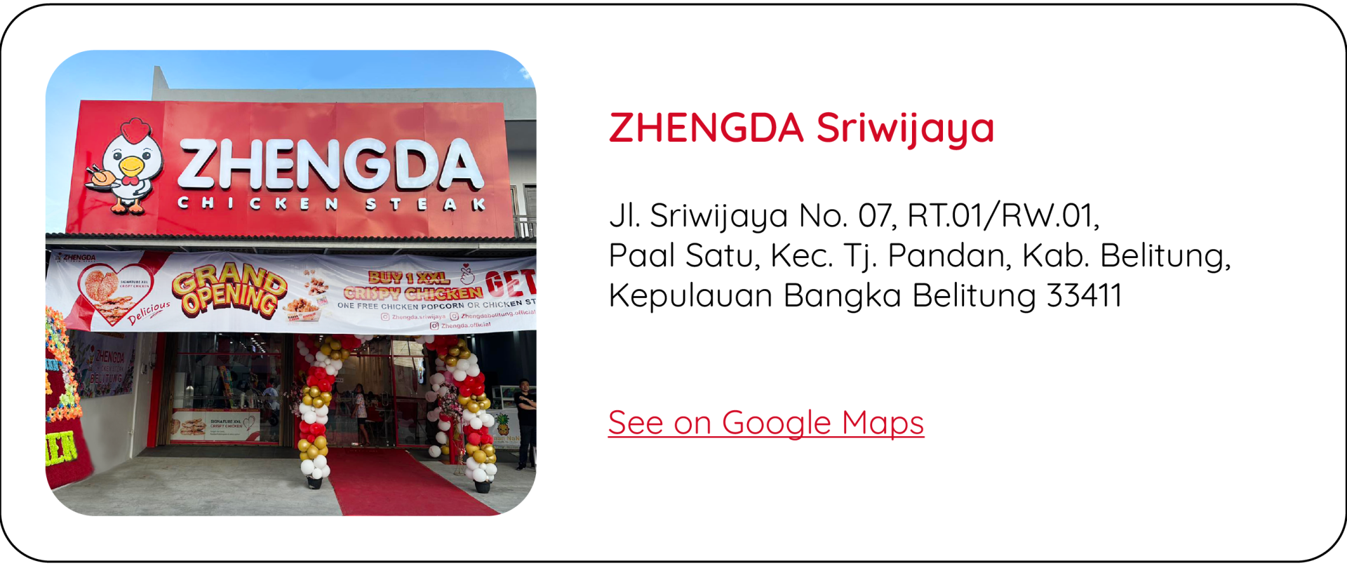 Alamat Outlet ZHENGDA Sriwijaya