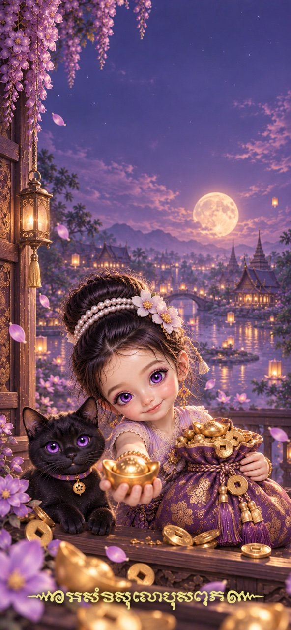 Papel de parede Kumari Malee + Gato da Sorte