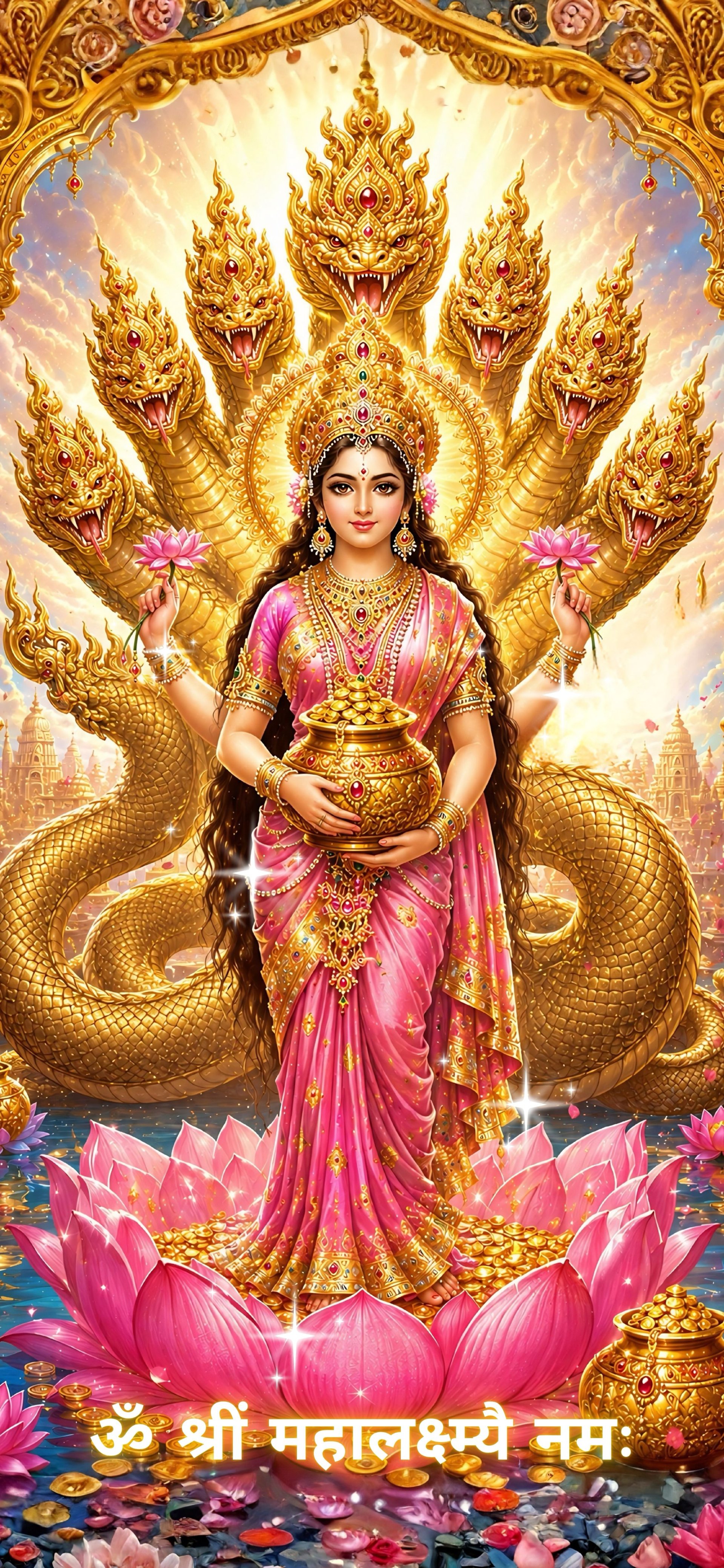  ใหม่วอลเปเปอร์พระแม่ลักษมี+พญาศรีสัตตนาคราชทองคำ