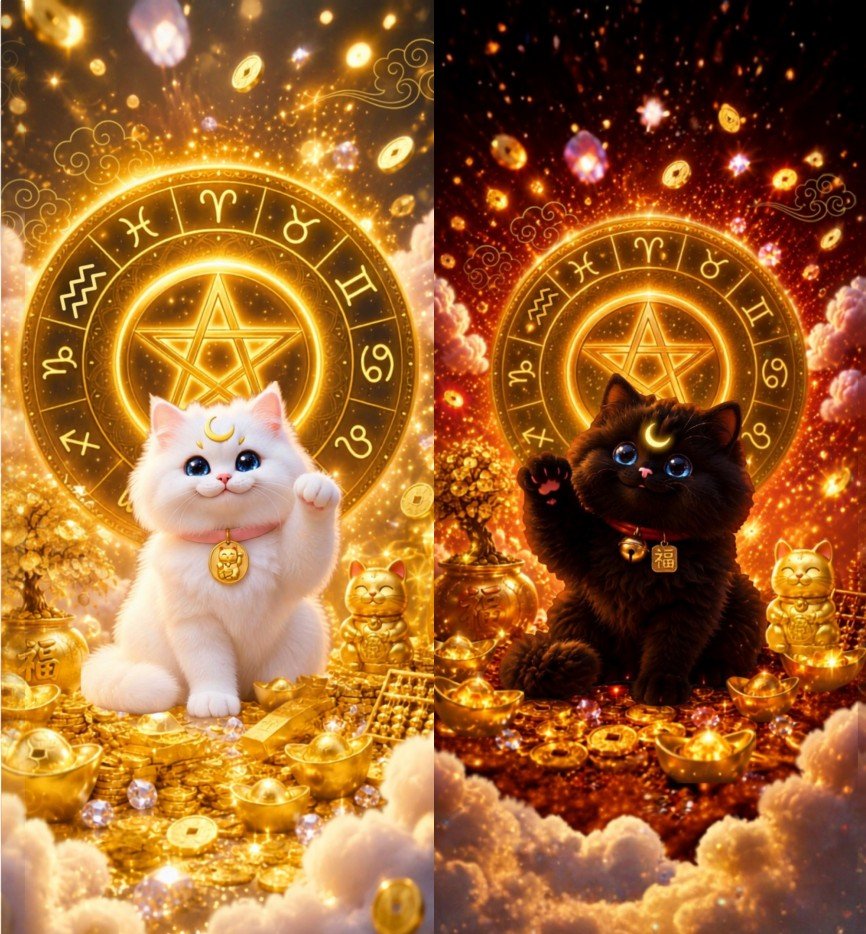 【萌猫招财】12星座专属运势壁纸