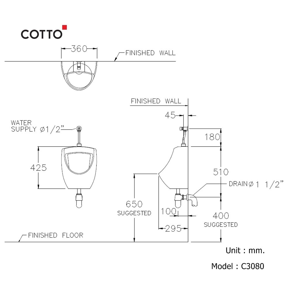 C3080 โถปัสสาวะชาย รุ่น BARON - bangkokceramic