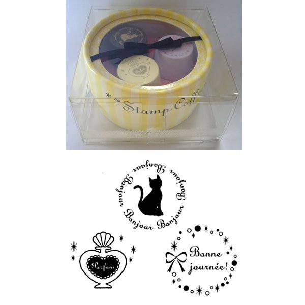 Stamp Set ชุด Stamp Coffrel ลายแมวดำ ขนาดทั้ง set 8.5*8.5*4.5 cm.