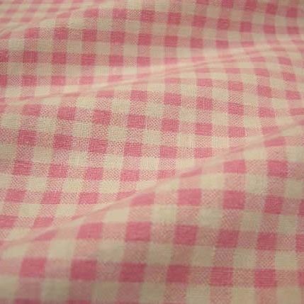 ผ้า cotton & linen ญี่ปุ่น ถุงแป้งลายสก๊อตโทนชมพู ขนาด 1/9 เมตร (33*45ซม.)